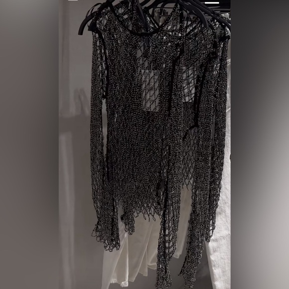 Sold NWT Zara RHINESTONE MESH TOP. Size medium/large. - Picture 4 of 9